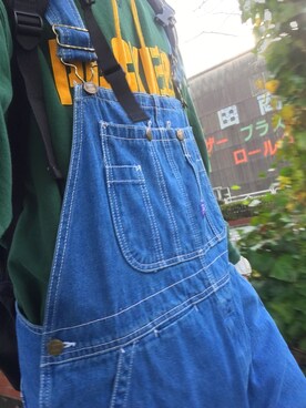 「BIG SMITH（ビッグスミス）のアイテム（サロペット/オーバーオール）」を使った、おかぴさん（メンズ・175cm）の秋コーディネート