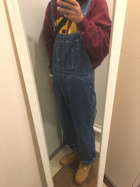 「BIG SMITH（ビッグスミス）のアイテム（サロペット/オーバーオール）」を使った、おかぴさん（メンズ・175cm）の秋コーディネート