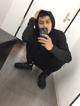「adidas（アディダス）のアイテム（ブーツ）」を使った、姚富峻さん（メンズ・175cm）の冬コーディネート
