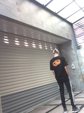 「AES（エーイーエス）のアイテム（帽子）」を使った、姚富峻さん（メンズ・175cm）の春コーディネート