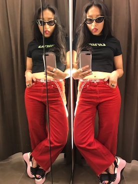 「UNIF」｜「アイテム（サンダル）」を使った、KINOKOさん（レディース・155cm）の夏コーディネート