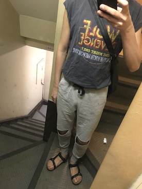 「しまむら（シマムラ）のアイテム（サンダル）」を使った、JUNさん（メンズ・166cm）の夏コーディネート