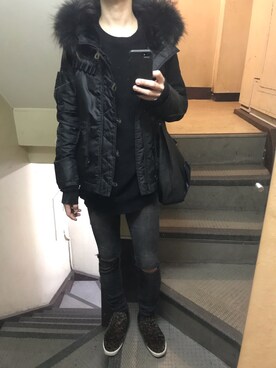 「MOUSSY（マウジー）のアイテム（MA-1）」を使った、JUNさん（メンズ・167cm）の秋コーディネート
