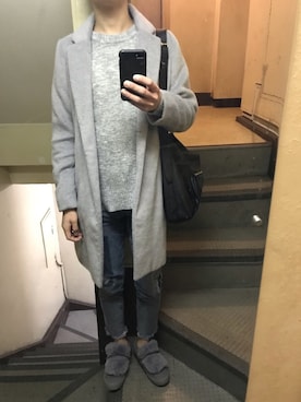 「SpRay PREMIUM（スプレイプレミアム）のアイテム（チェスターコート）」を使った、JUNさん（メンズ・167cm）の冬コーディネート