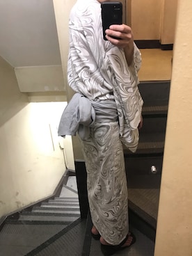 「アイテム（浴衣、ホワイト系）」を使った、JUNさん（メンズ・167cm）の夏コーディネート