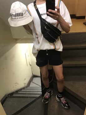 「wc JAPAN（ダブルシージャパン）のアイテム」を使った、JUNさん（メンズ・167cm）の夏コーディネート