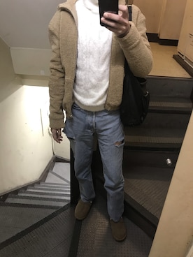 「H&M（エイチ・アンド・エム）のアイテム（その他アウター）」を使った、JUNさん（メンズ・167cm）の冬コーディネート