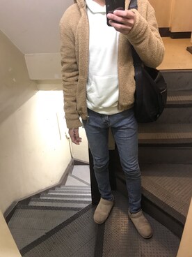 「H&M（エイチ・アンド・エム）のアイテム（その他アウター）」を使った、JUNさん（メンズ・167cm）の冬コーディネート