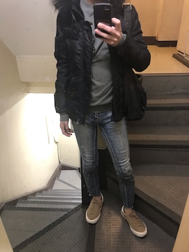 「MOUSSY（マウジー）のアイテム（その他アウター）」を使った、JUNさん（メンズ・167cm）の冬コーディネート