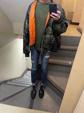 「ANAP（アナップ）のアイテム」を使った、JUNさん（メンズ・167cm）の冬コーディネート