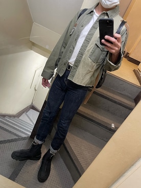 「MOUSSY（マウジー）のアイテム（ジャケット/アウター）」を使った、JUNさん（メンズ・167cm）の春コーディネート