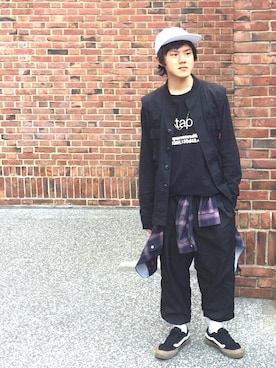 「カットオフ」｜「アイテム（キャップ）」を使った、tetsumaさん（メンズ・164cm）の春コーディネート