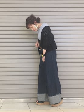 「ロールアップデニム」｜イノウエ トモミさん（レディース・148cm）の春コーディネート