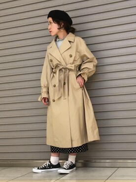 「w closet」｜「アイテム（トレンチコート）」を使った、イノウエ トモミさん（レディース・148cm）の春コーディネート