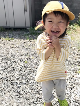 「黄色コーデ」｜「アイテム（帽子）」を使った、SORATOさん（キッズ・90cm）の夏コーディネート