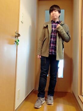 「NANO universe（ナノユニバース）のアイテム（モッズコート）」を使った、HIROKIさん（メンズ・157cm）の冬コーディネート