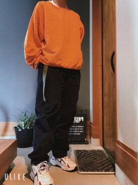 スウェット オレンジ系 を使った 古着コーデ のメンズ人気ファッションコーディネート Wear