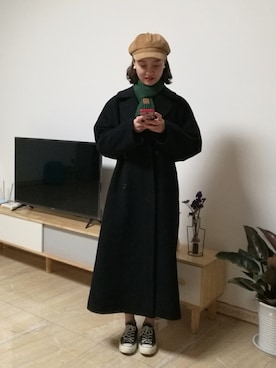 「Calvin Klein（カルバン・クライン）のアイテム（ダッフルコート）」を使った、qunqunAprilさん（レディース・171cm）の冬コーディネート
