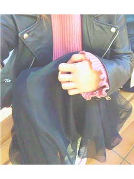 「SLOBE IENA」｜「アイテム（ライダースジャケット）」を使った、mihoさん（レディース・160cm）の冬コーディネート