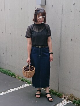 「カコバッグ」｜「アイテム（スカート）」を使った、みさん（レディース・159cm）の夏コーディネート