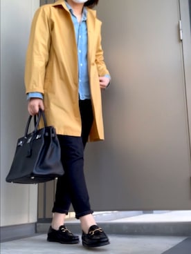「HERNO（ヘルノ）のアイテム（ステンカラーコート）」を使った、BOWさん（レディース・169cm）の秋コーディネート