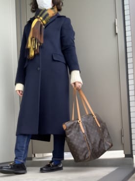 「HERNO（ヘルノ）のアイテム（ステンカラーコート）」を使った、BOWさん（レディース・169cm）の冬コーディネート