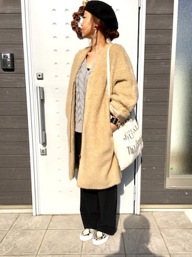 「TODAYFUL（トゥデイフル）のVintageトートバッグ（トートバッグ）」を使った、makiさん（レディース・161cm）の冬コーディネート