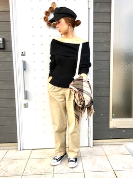 「TODAYFUL（トゥデイフル）のVintageトートバッグ（トートバッグ）」を使った、makiさん（レディース・161cm）の冬コーディネート