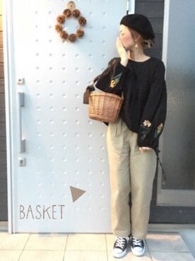 「バルーンスリーブ」｜makiさん（レディース・161cm）の春コーディネート