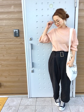 「TODAYFUL（トゥデイフル）のVintageトートバッグ（トートバッグ）」を使った、makiさん（レディース・161cm）の秋コーディネート