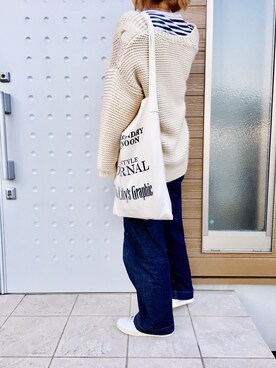 「TODAYFUL（トゥデイフル）のVintageトートバッグ（トートバッグ）」を使った、makiさん（レディース・161cm）の冬コーディネート