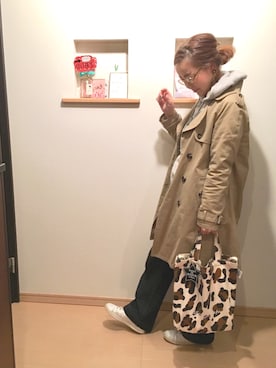 「DISCOAT（ディスコート）のアイテム（トレンチコート）」を使った、makiさん（レディース・161cm）の冬コーディネート