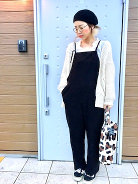 「plage（プラージュ）のアイテム（サロペット/オーバーオール）」を使った、makiさん（レディース・161cm）の冬コーディネート