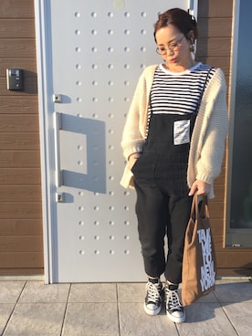 「select MOCA（セレクトモカ）のアイテム（つなぎ/オールインワン）」を使った、makiさん（レディース・162cm）の春コーディネート