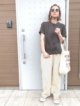 makiさんの「MAISON KITSUNE TOTE BAG PALMTREE◆」を使ったコーディネート