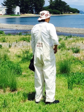 「ぽっちゃり」｜「アイテム（サロペット/オーバーオール）」を使った、アドテンさん（メンズ・177cm）の秋コーディネート