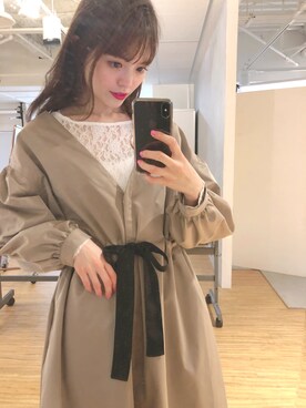 「春ワンピ」｜「アイテム（その他アウター）」を使った、森川小百合さん（レディース・163cm）の冬コーディネート