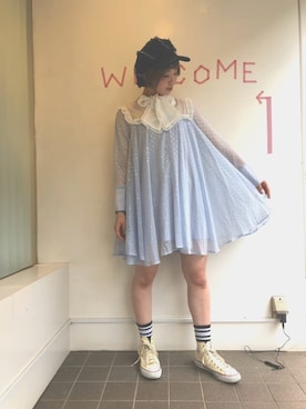 「シースルー」｜「アイテム（キャスケット）」を使った、RENAさん（レディース・168cm）の夏コーディネート