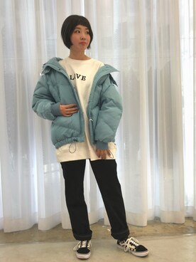 「Little sunny bite（リトルサニーバイト）のアイテム（ジャケット/アウター）」を使った、RENAさん（レディース・168cm）の秋コーディネート