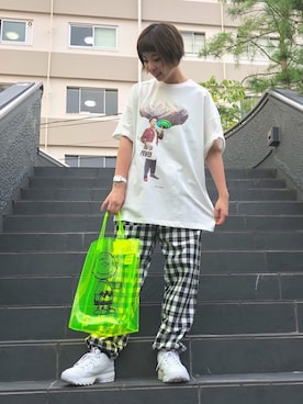 「L.H.P（エルエイチピー）のアイテム（トートバッグ）」を使った、RENAさん（レディース・168cm）の夏コーディネート