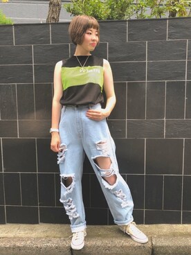 「ila（アイラ）のアイテム」を使った、RENAさん（レディース・168cm）の夏コーディネート