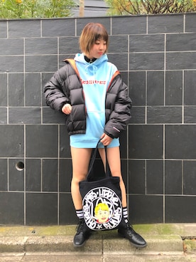 「thisisneverthat（ディスイズネバーザット）のアイテム（ジャケット/アウター）」を使った、RENAさん（レディース・168cm）の冬コーディネート