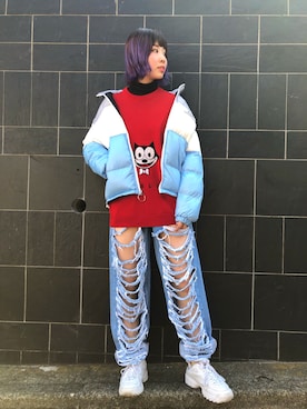 「Chica（チカ）のアイテム（ジャケット/アウター）」を使った、RENAさん（レディース・168cm）の冬コーディネート