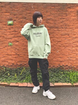 「Ctr1（コントロール）のCtr1/コントロール/ドローコードポケットパンツ（スウェットパンツ）」を使った、RENAさん（レディース・168cm）の冬コーディネート