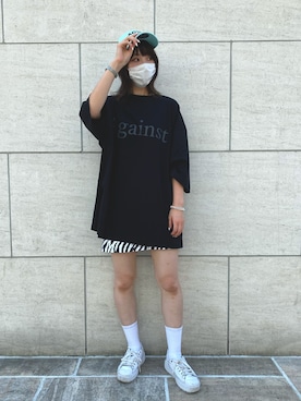 「KaneZ（ケインズ）のアイテム（キャップ）」を使った、RENAさん（レディース・168cm）の夏コーディネート