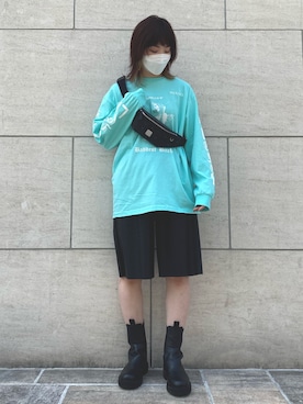 「LONELY/論理（ロンリー）のアイテム（トップス、グリーン系）」を使った、RENAさん（レディース・168cm）の春コーディネート