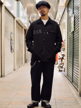 「ショット」｜「アイテム（ミリタリージャケット）」を使った、kiharaさん（メンズ・173cm）の春コーディネート