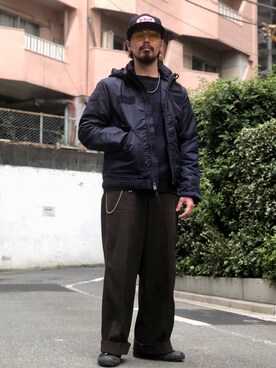 「ショット」｜「アイテム（ミリタリージャケット）」を使った、kiharaさん（メンズ・173cm）の秋コーディネート