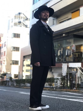 「ショット」｜「アイテム（ピーコート）」を使った、kiharaさん（メンズ・173cm）の秋コーディネート
