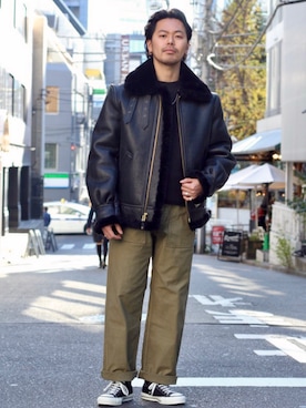 「ショット」｜「アイテム（スウェット）」を使った、kiharaさん（メンズ・173cm）の冬コーディネート